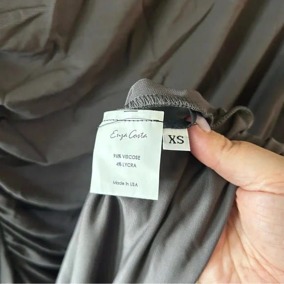 New Revolve Enza Costa Matte Jersey Slash Midi Dress in Dark Pewter - Picture 4 of 5